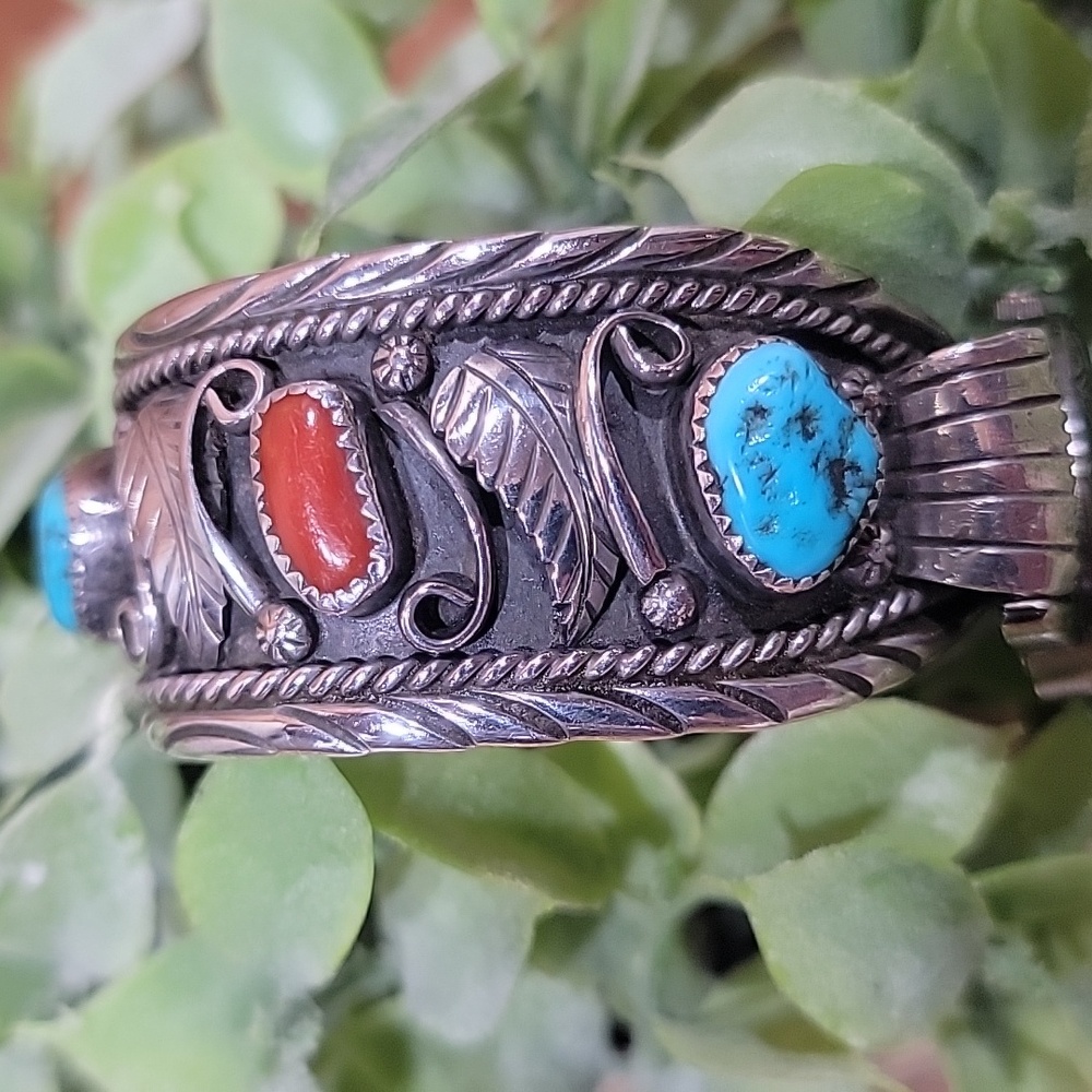 1950's Rare Navajo Sidewinder Cuff Bracelet Watch - Picture 14 of 16